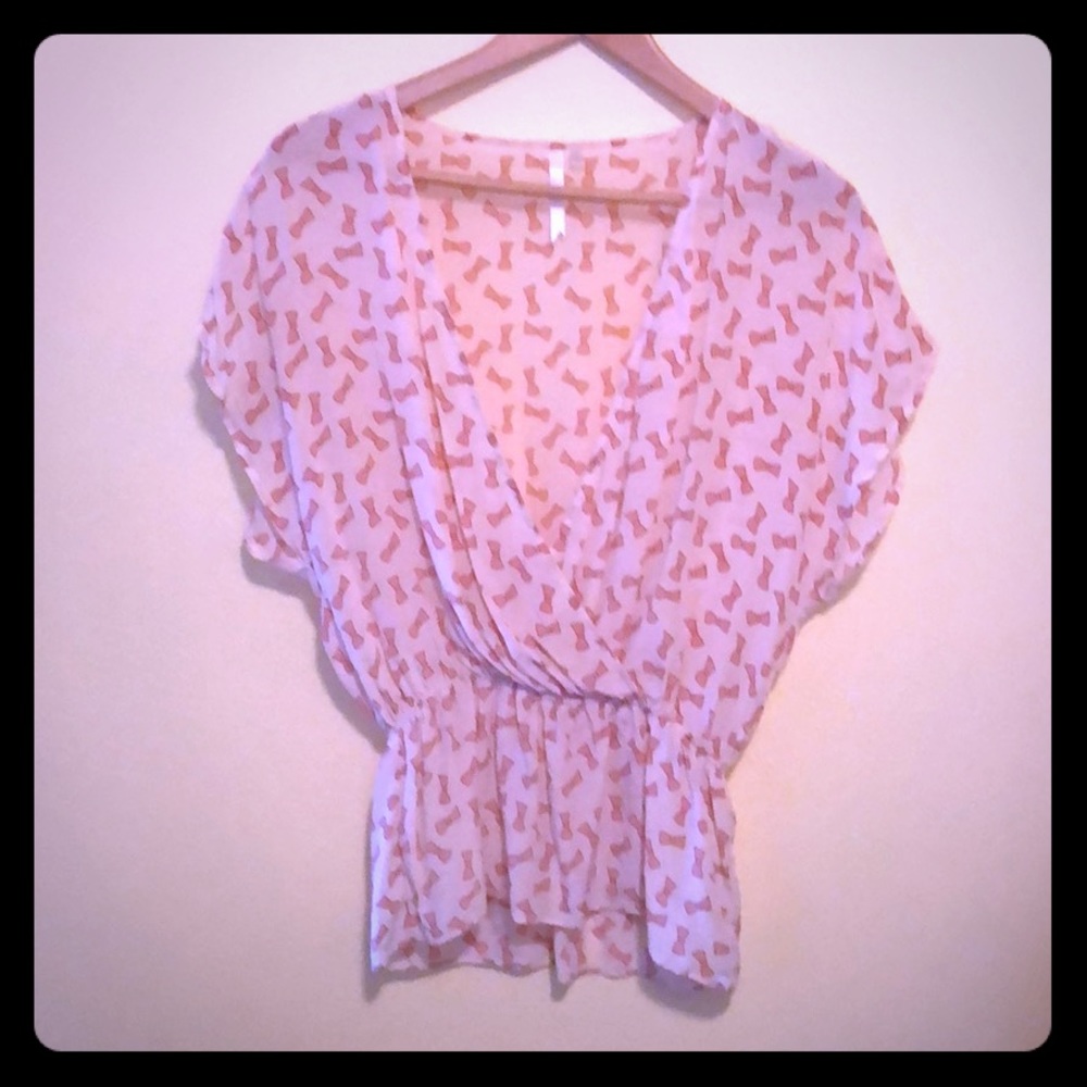 100% Silk - Peach and Pink Top